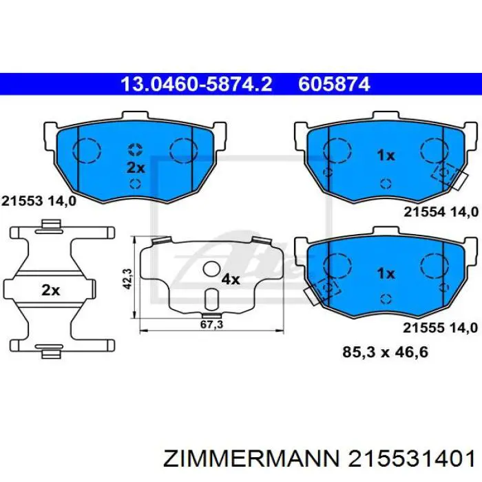 Задние дисковые колодки Zimmermann 215531401