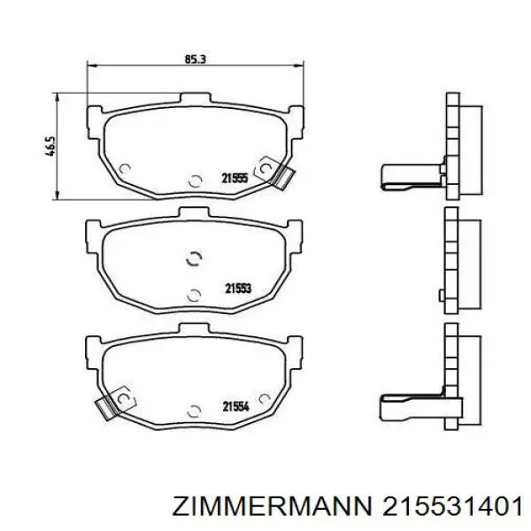 Задние тормозные колодки 215531401 Zimmermann