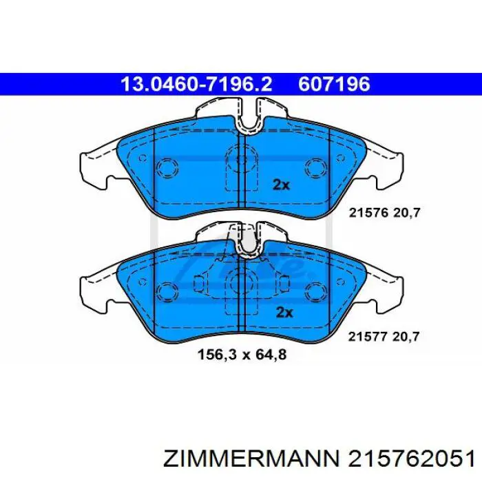 Передние тормозные колодки 215762051 Zimmermann