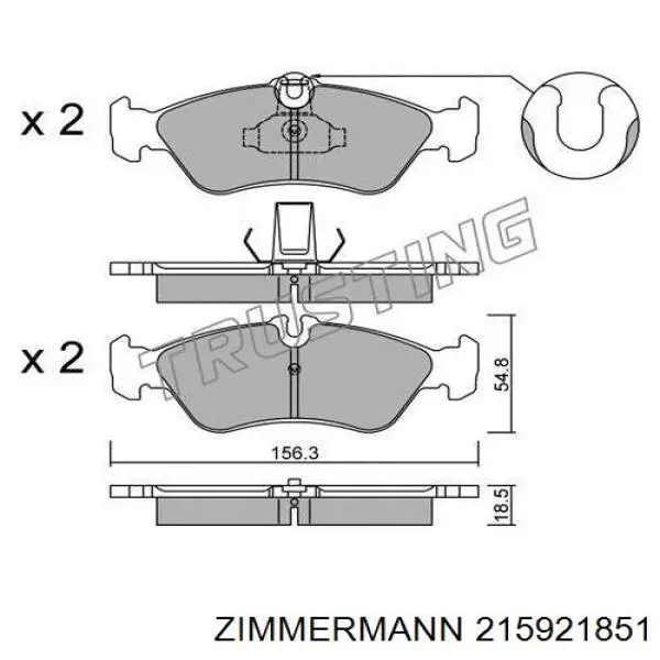 Колодки дисковые  Zimmermann 215921851 цена, от 30.95 USD