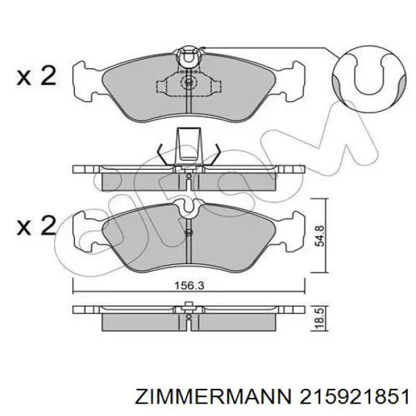 Задние тормозные колодки 215921851 Zimmermann