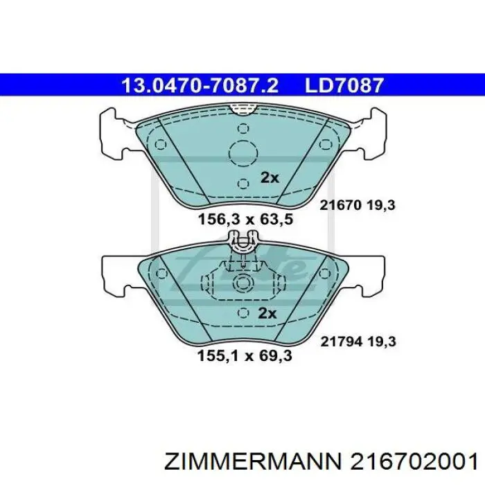 Колодки Zimmermann 216702001 цена, от 35.40 USD