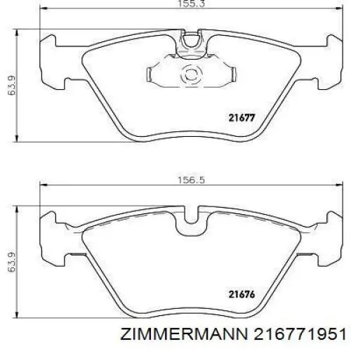 Передние тормозные колодки 216771951 Zimmermann