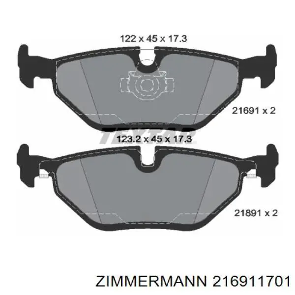 Задние тормозные колодки 216911701 Zimmermann