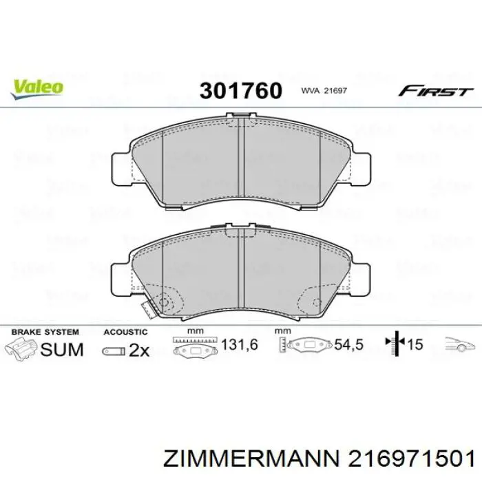 Тормозные колодки Zimmermann 216971501