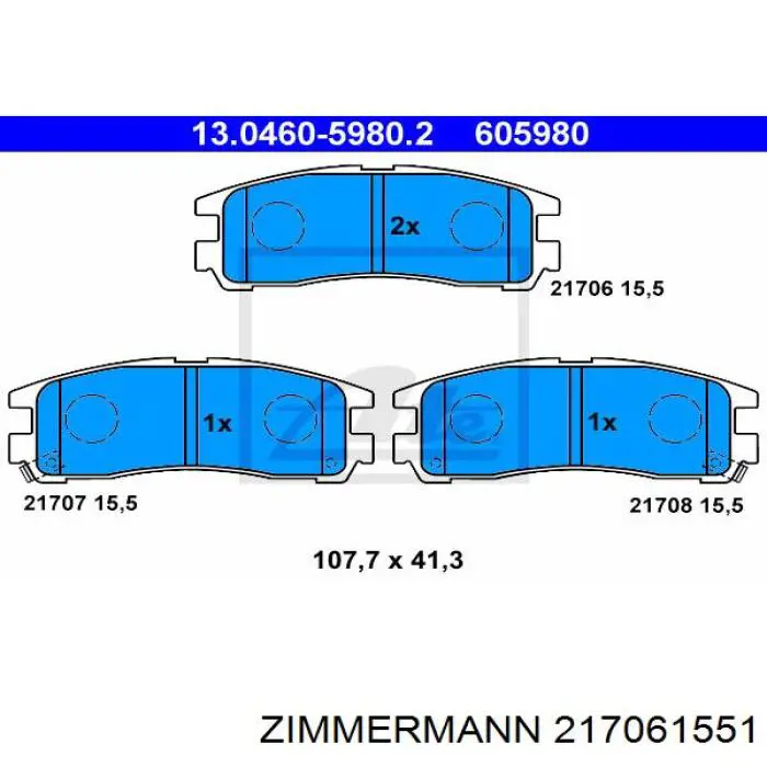 Колодки дисковые  Zimmermann 217061551 цена, от 12.93 USD