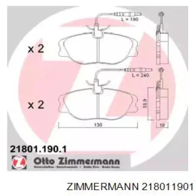 21801.190.1 Zimmermann колодки тормозные передние дисковые