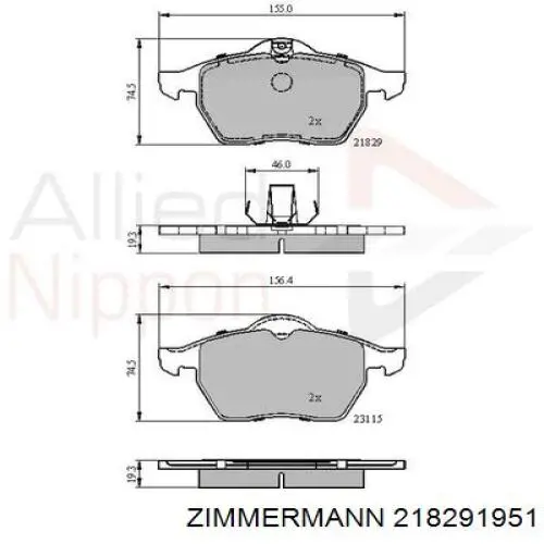 Тормозные колодки Zimmermann 218291951