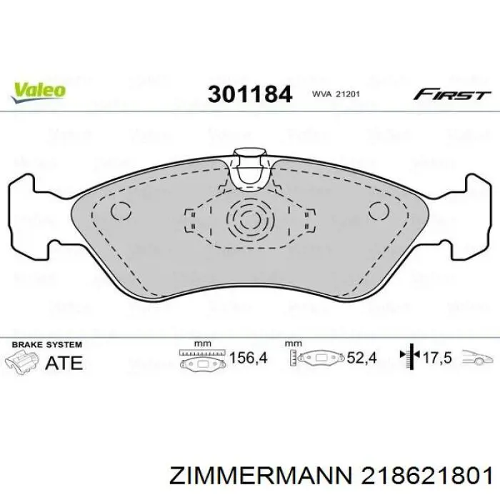 Купить 218621801 Zimmermann Колодки тормозные