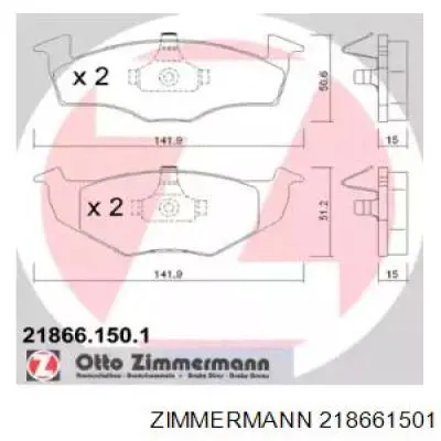 218661501 Zimmermann колодки тормозные передние дисковые