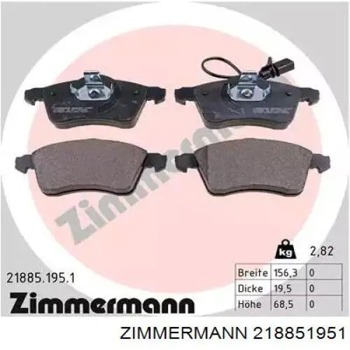 21885.195.1 Zimmermann передние тормозные колодки