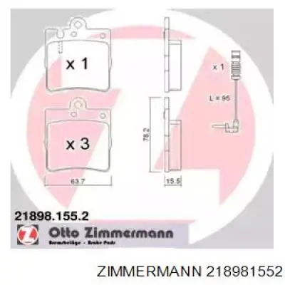 21898.155.2 Zimmermann колодки тормозные задние дисковые
