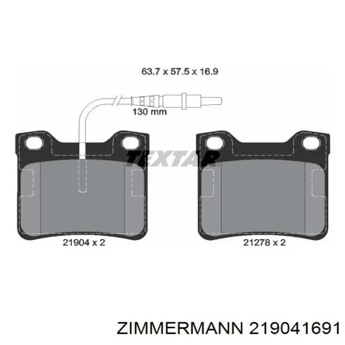 Задние тормозные колодки 219041691 Zimmermann