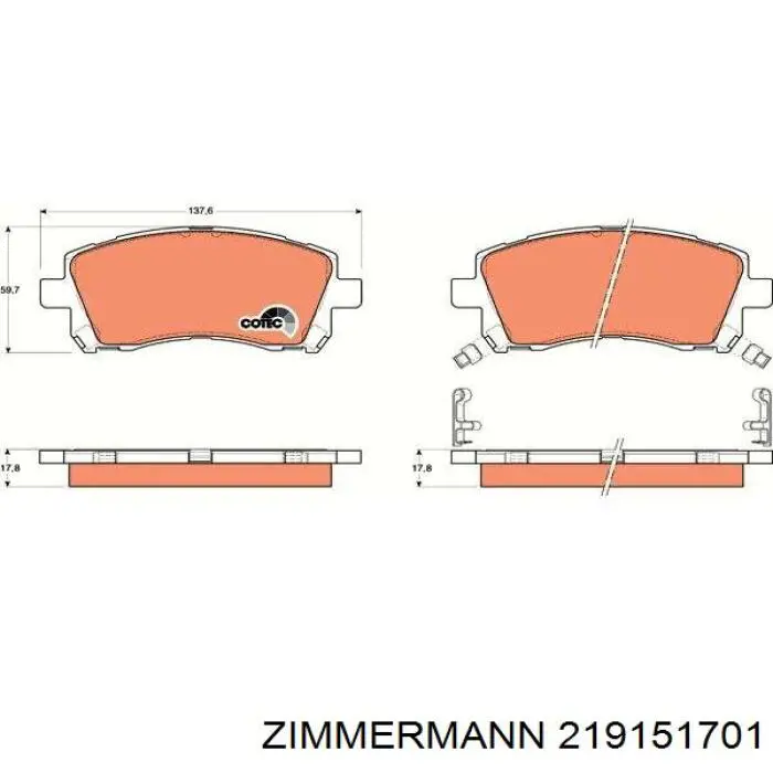 Передние тормозные колодки 219151701 Zimmermann