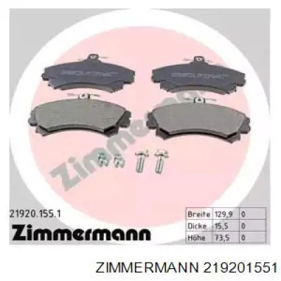 21920.155.1 Zimmermann колодки тормозные передние дисковые