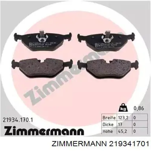 Задние тормозные колодки 219341701 Zimmermann