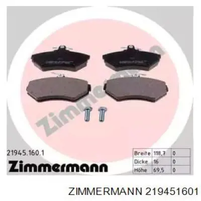Передние тормозные колодки 219451601 Zimmermann