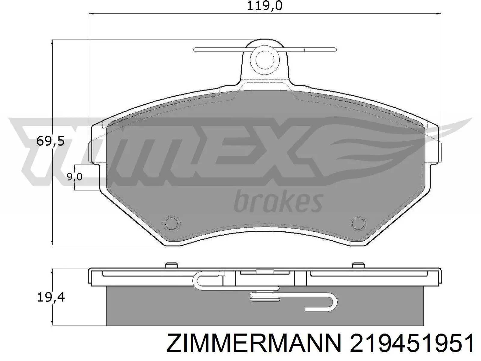 Передние тормозные колодки 219451951 Zimmermann