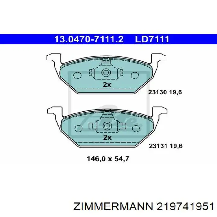 Передние тормозные колодки 219741951 Zimmermann