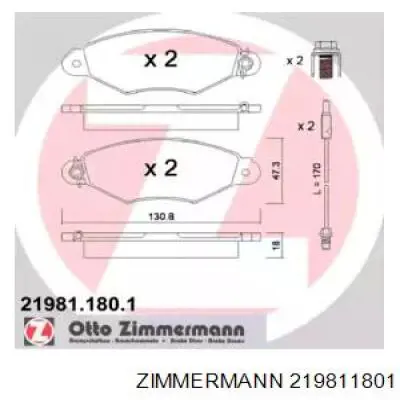 Колодки Zimmermann 219811801 цена, от 22.57 USD