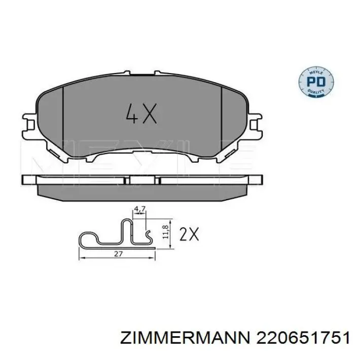 Передние тормозные колодки 220651751 Zimmermann