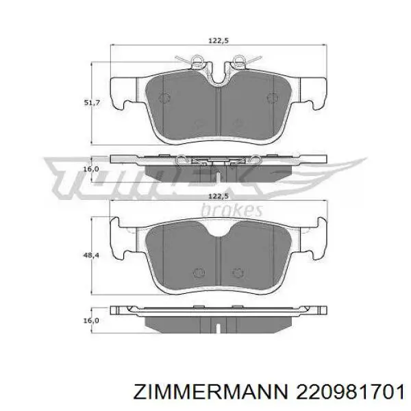 Тормозные колодки Zimmermann 220981701