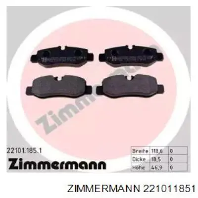 Колодки дисковые  Zimmermann 221011851 цена, от 40.82 USD