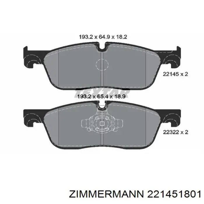 Передние тормозные колодки 221451801 Zimmermann