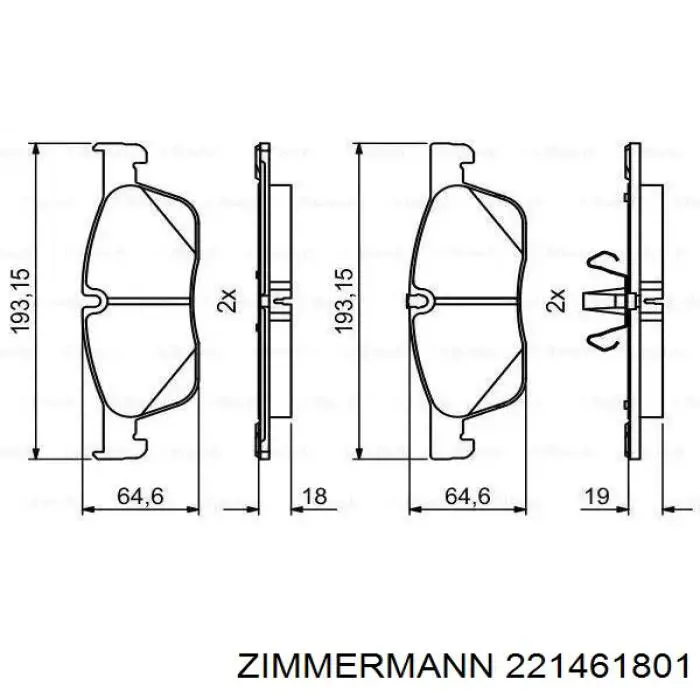 Передние тормозные колодки 221461801 Zimmermann
