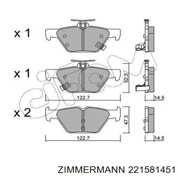 Купить 221581451 Zimmermann Колодки тормозные задние, дисковые