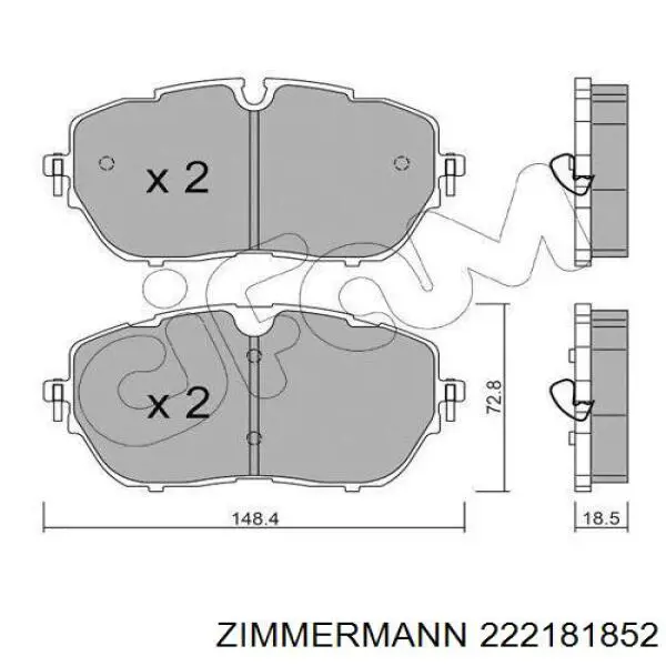 Передние тормозные колодки 222181852 Zimmermann