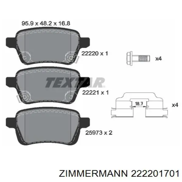 Pastillas de freno delanteras 222201701 Zimmermann