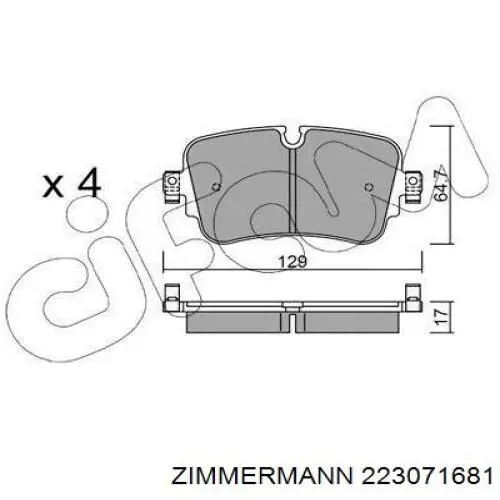 Купить 223071681 Zimmermann Колодки тормозные задние, дисковые