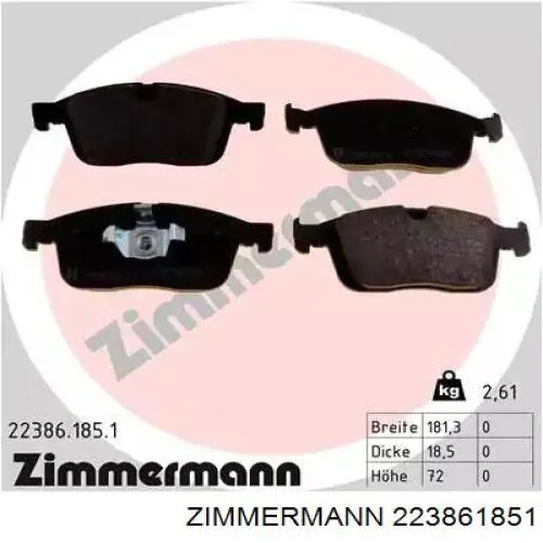 Передние тормозные колодки 223861851 Zimmermann