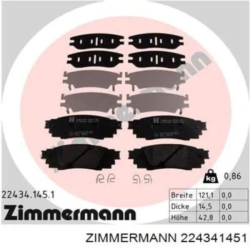 224341451 Zimmermann sapatas do freio traseiras de disco
