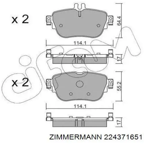 224371651 Zimmermann Колодки тормозные дисковые комплект