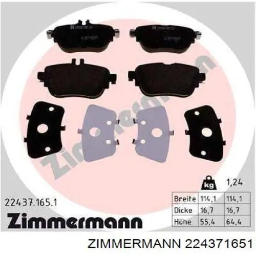 22437.165.1 Zimmermann sapatas do freio traseiras de disco