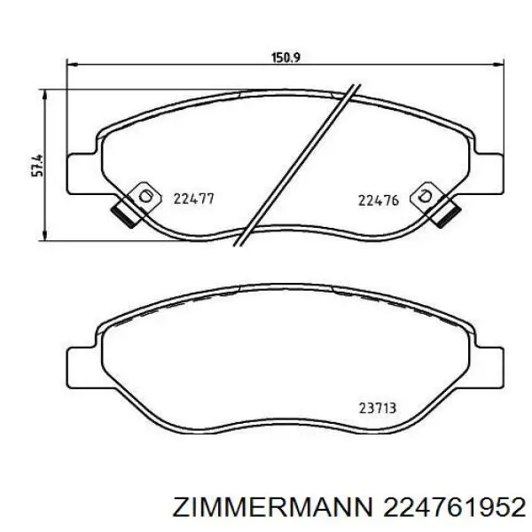 Передние тормозные колодки 224761952 Zimmermann