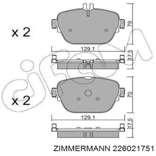 Колодки дисковые  Zimmermann 226021751 цена, от 71.65 USD