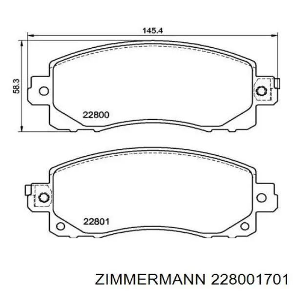 22800.170.1 Zimmermann передние тормозные колодки