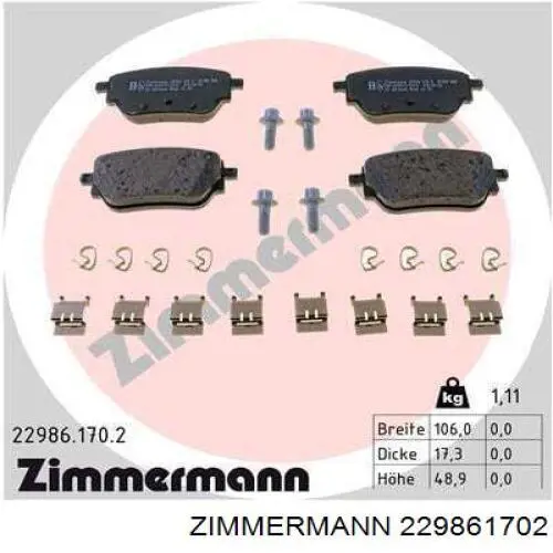 229861702 Zimmermann sapatas do freio traseiras de disco