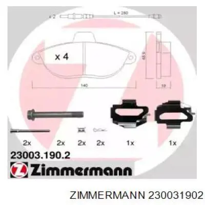 230031902 Zimmermann колодки тормозные передние дисковые