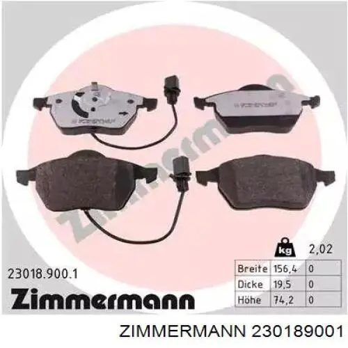 230189001 Zimmermann Колодки передние
