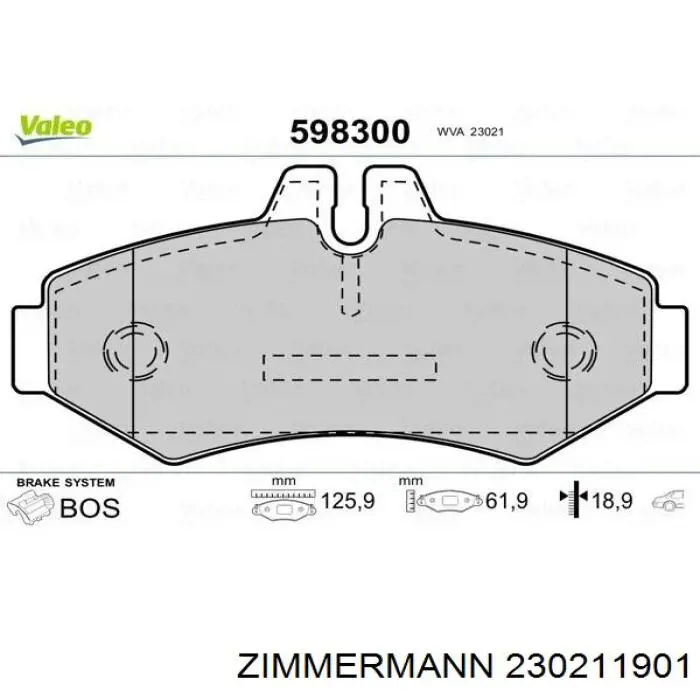 Колодки дисковые  Zimmermann 230211901 цена, от 26.92 USD