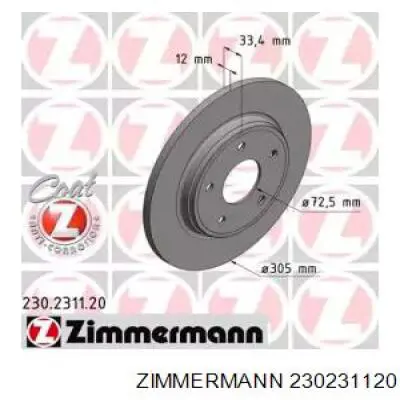 Тормозные диски 230231120 Zimmermann