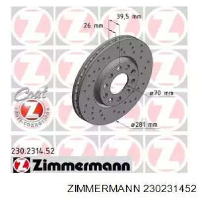 230.2314.52 Zimmermann тормозные диски
