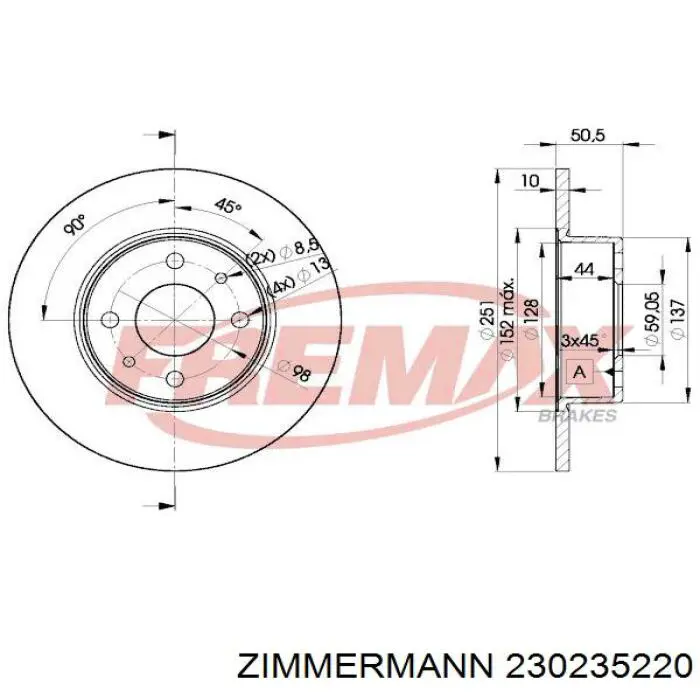 Тормозные диски 230235220 Zimmermann