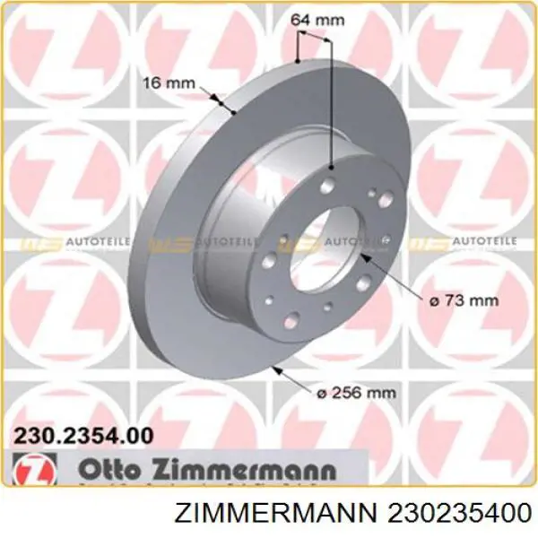 230235400 Zimmermann диск тормозной передний