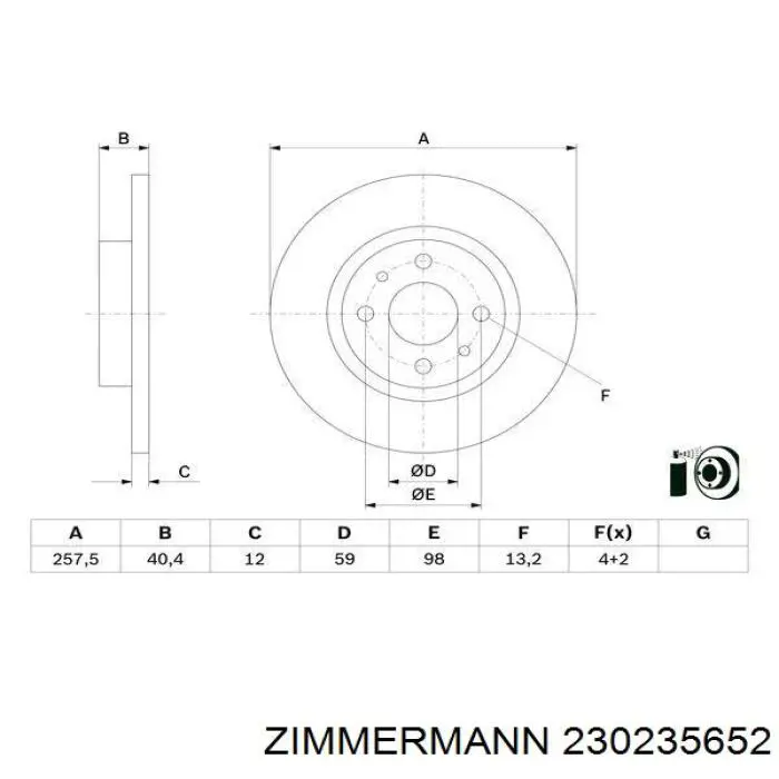 Задний дисковый тормоз Zimmermann 230235652