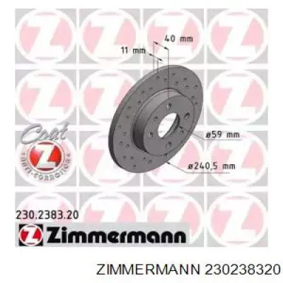 Тормозные диски 230238320 Zimmermann